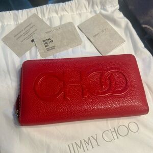 Jimmy Choo Vibrant Red Leather Wallet
